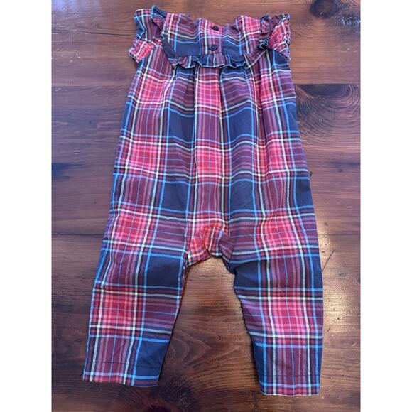 Tea Collection Baby Girls 6-9 Month Red Matsuri Plaid Holiday Ruffle Romper - Picture 3 of 11